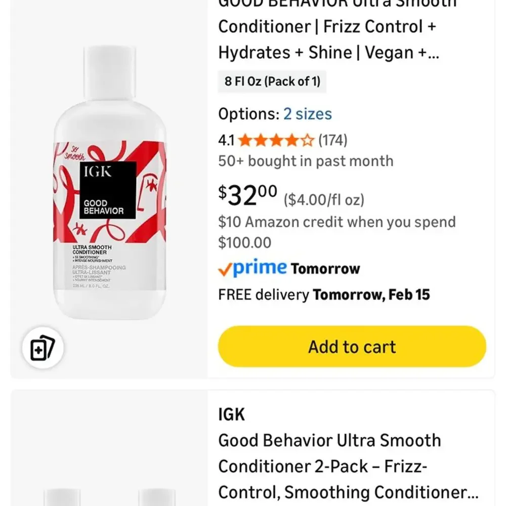 IGK Good Behavior ultra smooth conditioner 2 pack